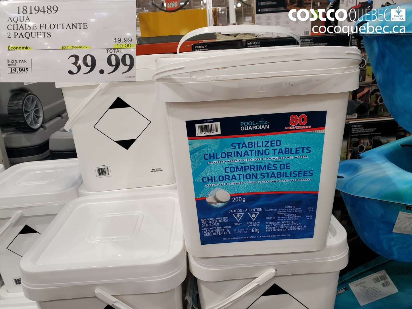 1819489 AQUA CHAISE FLOTTANTE 2 PAQUETS ($10.00 INSTANT SAVINGS EXPIRES ON 2026-07-05) $39.99