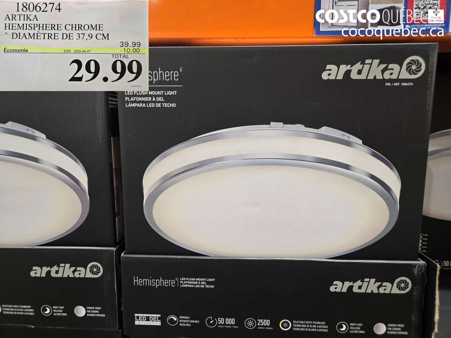 1806274 ARTIKA HEMISPHERE CHROME DIAMÈTRE DE 37.9 CM ($10.00 INSTANT SAVINGS EXPIRES ON 2026-06-07) $29.99