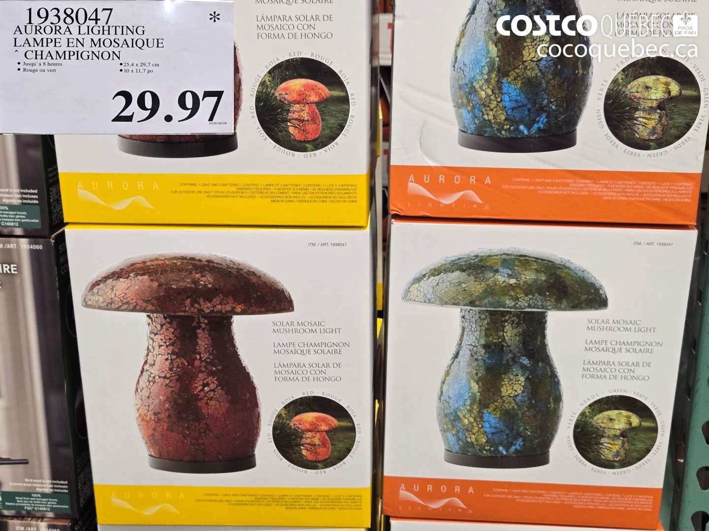 1938047 AURORA LIGHTING LAMPE EN MOSAIQUE CHAMPIGNON $29.97
