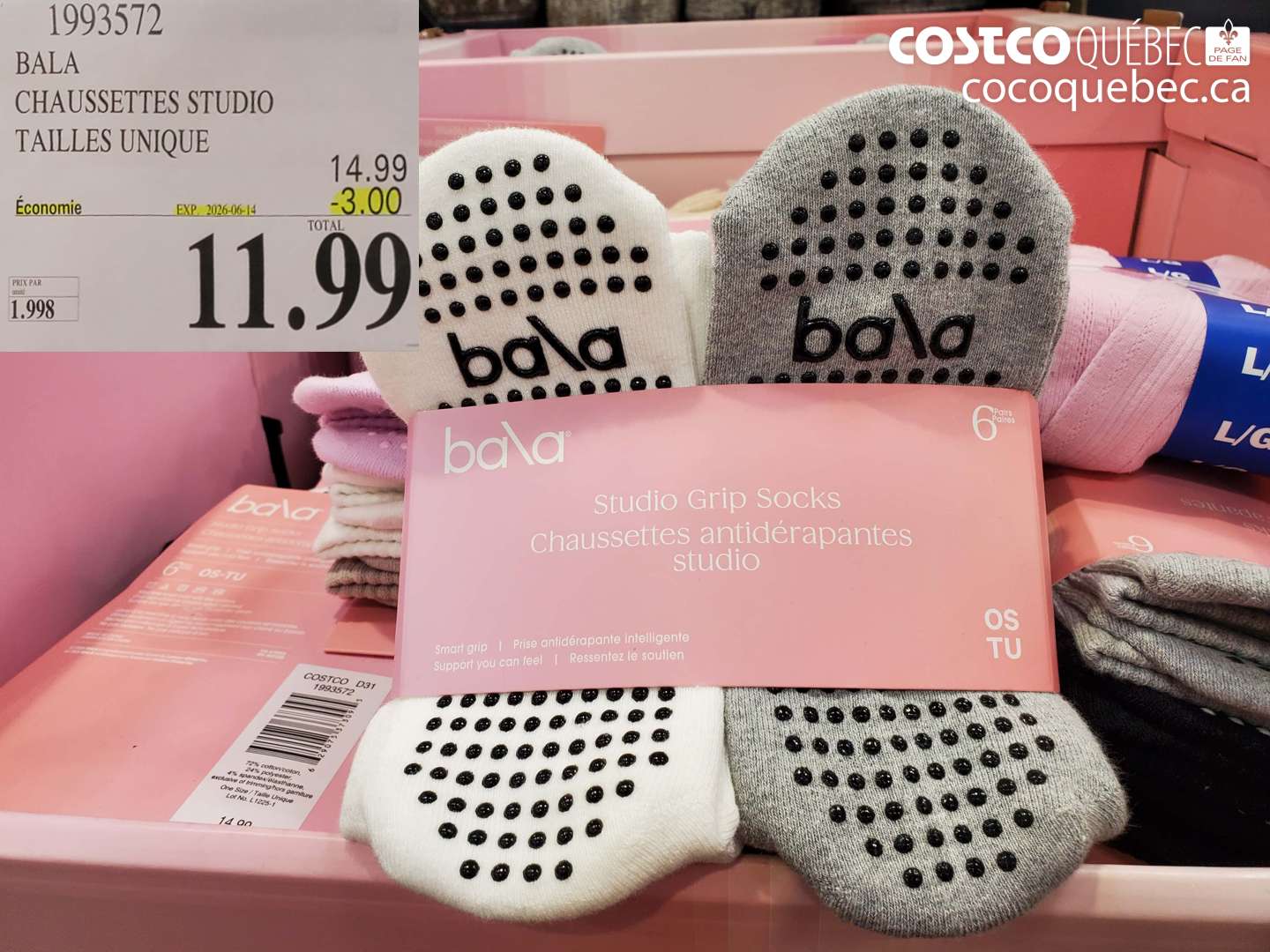 1993572 BALA CHAUSSETTES STUDIO TAILLES UNIQUE ($3.00 INSTANT SAVINGS EXPIRES ON 2026-06-14) $11.99
