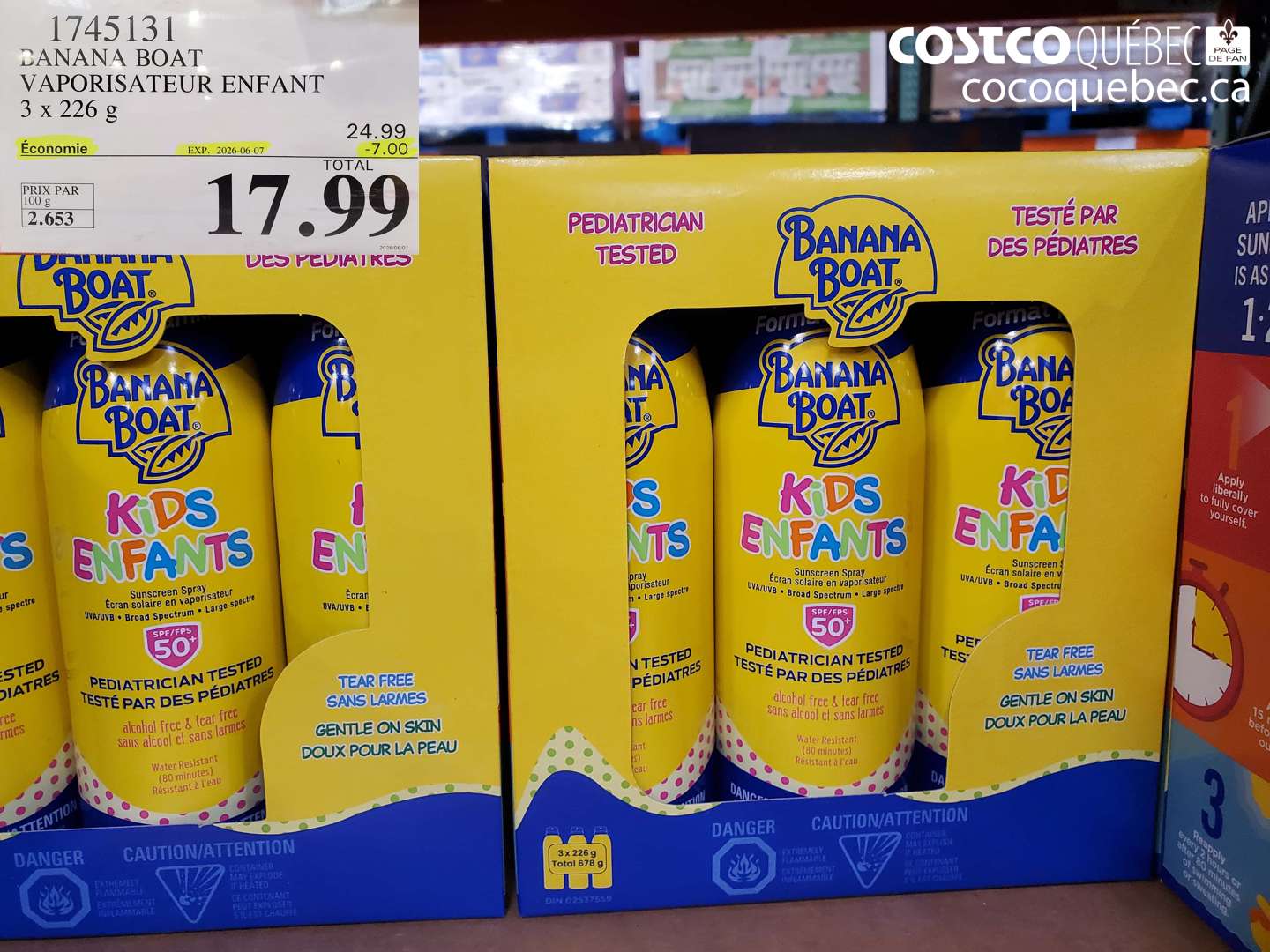 1745131 BANANA BOAT VAPORISATEUR ENFANT 3 X 226 G ($7.00 INSTANT SAVINGS EXPIRES ON 2026-06-07) $17.99