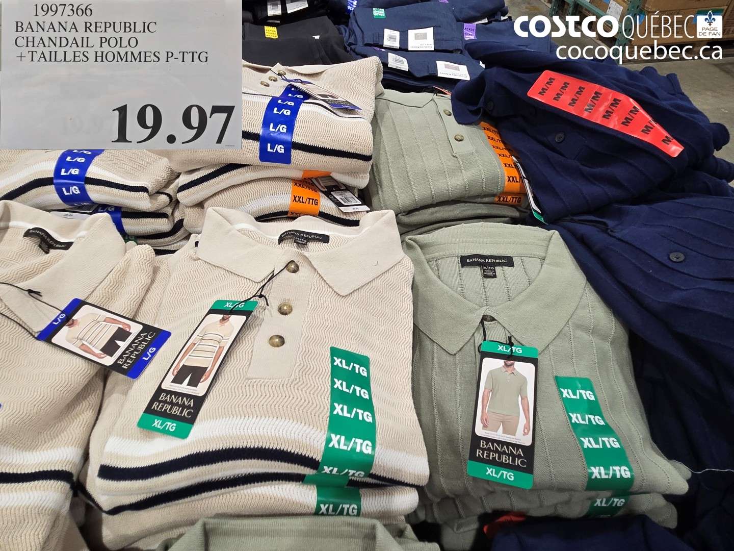 1997366 BANANA REPUBLIC CHANDAIL POLO + TAILLES HOMMES P-TTG $19.97