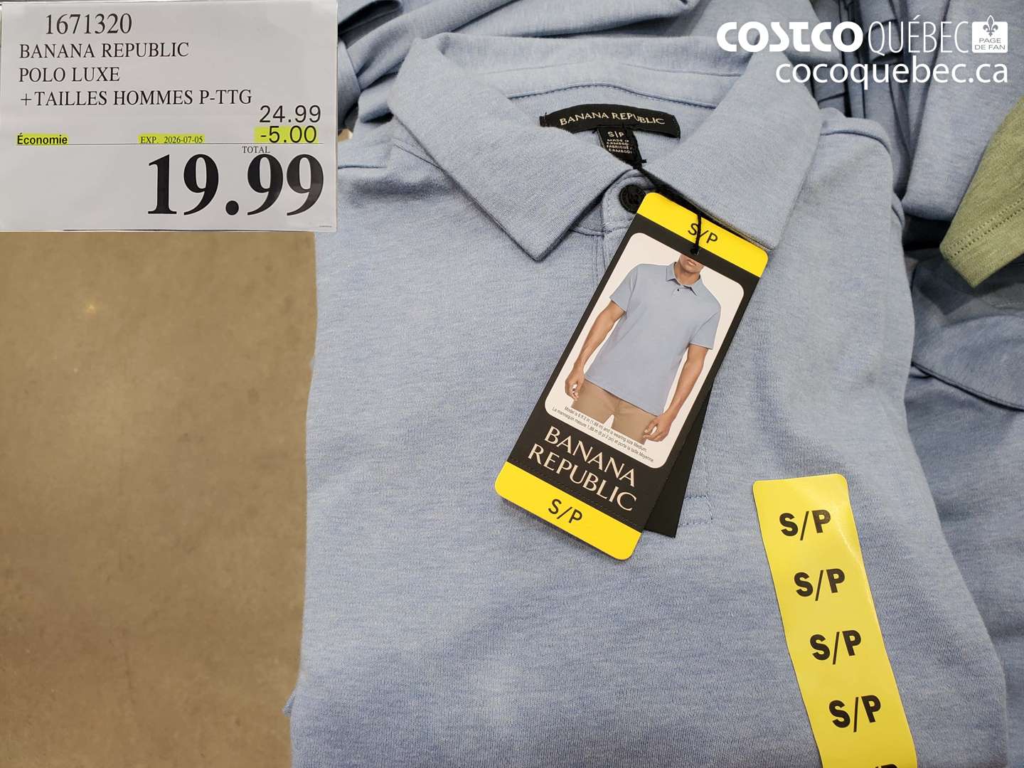 1671320 BANANA REPUBLIC POLO LUXE +TAILLES HOMMES P-TTG ($5.00 INSTANT SAVINGS EXPIRES ON 2026-07-05) $19.99