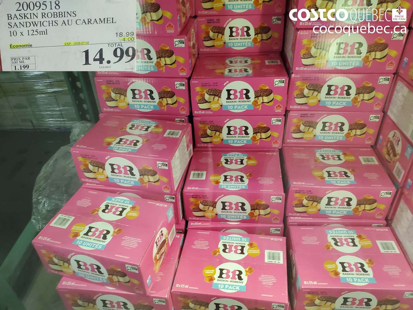 2009518 BASKIN ROBBINS SANDWICHS AU CARAMEL 10 X 125ML ($4.00 INSTANT SAVINGS EXPIRES ON 2026-07-02) $14.99