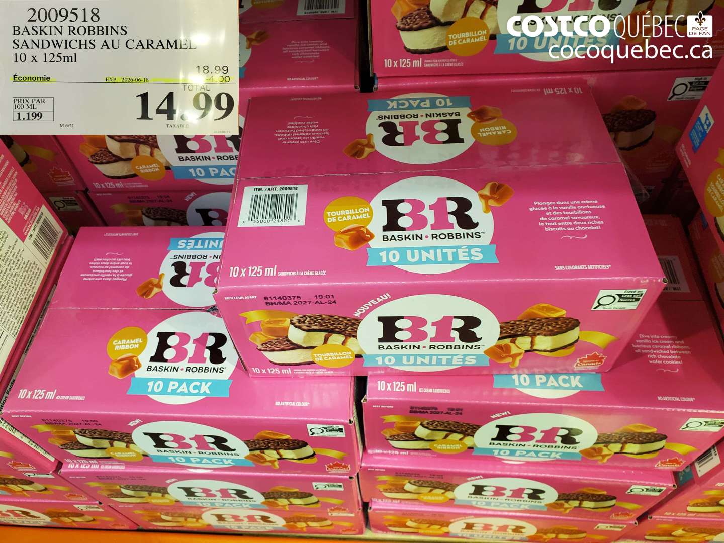 2009518 BASKIN ROBBINS SANDWICHS AU CARAMEL 10 X 125ML ($4.00 INSTANT SAVINGS EXPIRES ON 2026-06-18) $14.99