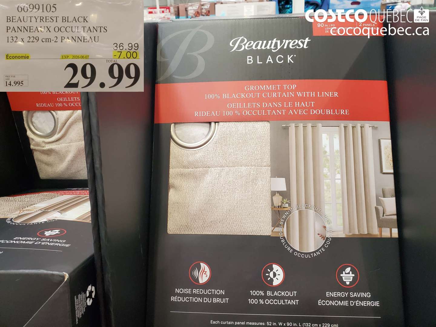 6699105 BEAUTYREST BLACK PANNEAUX OCCULTANTS 132 X 229 CM-2 PANNEAU ($7.00 INSTANT SAVINGS EXPIRES ON 2026-06-07) $29.99