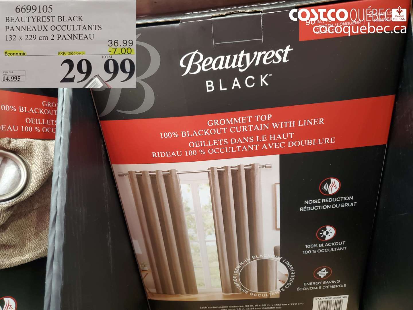 6699105 BEAUTYREST BLACK PANNEAUX OCCULTANTS 132 X 229 CM-2 PANNEAU ($7.00 INSTANT SAVINGS EXPIRES ON 2026-06-14) $29.99