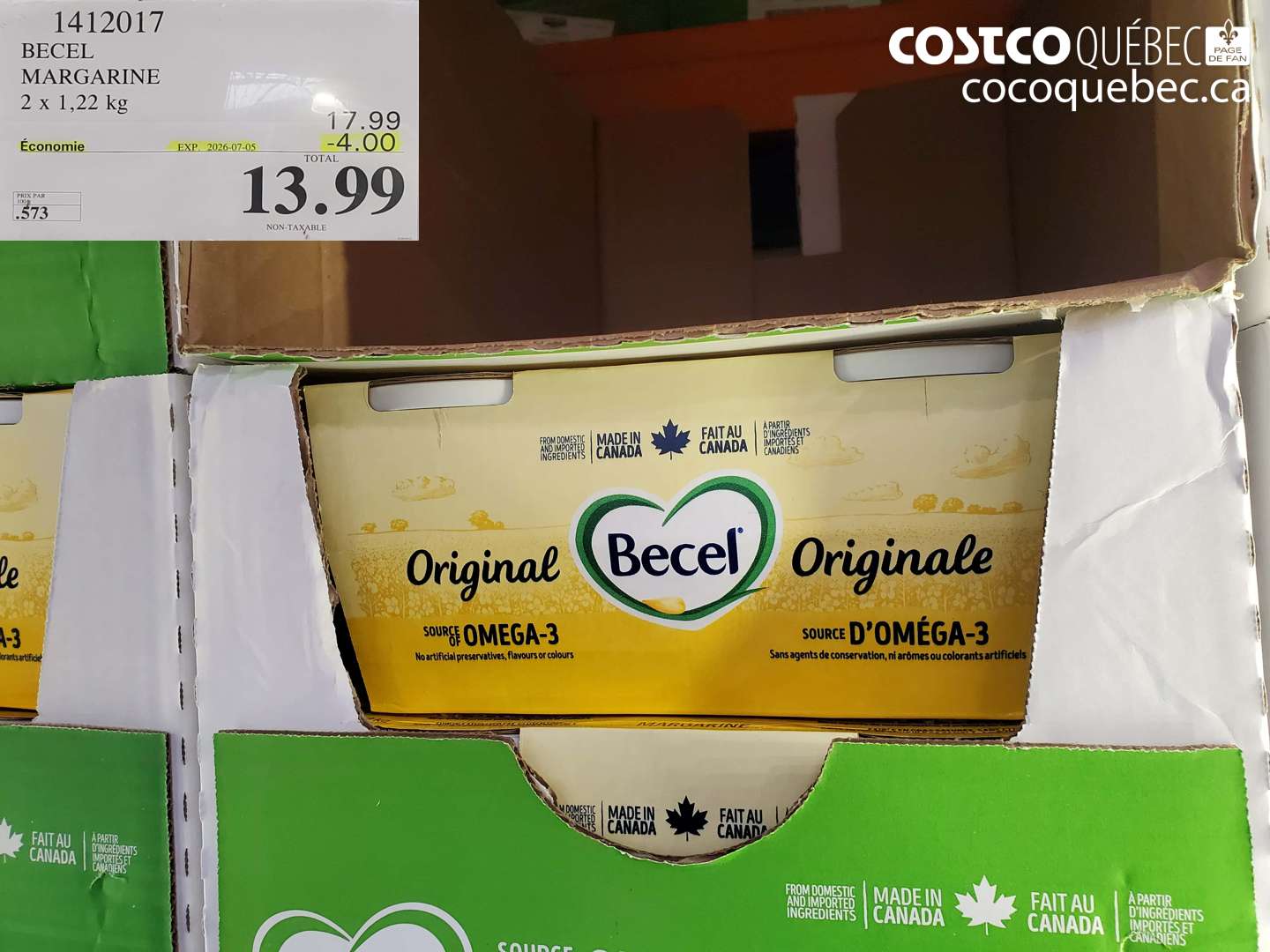 1412017 BECEL MARGARINE 2 X 1.22 KG ($4.00 INSTANT SAVINGS EXPIRES ON 2026-07-05) $13.99