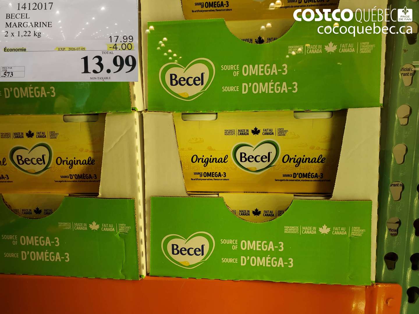 1412017 BECEL MARGARINE 2 X 122 KG ($4.00 INSTANT SAVINGS EXPIRES ON 2026-07-05) $13.99