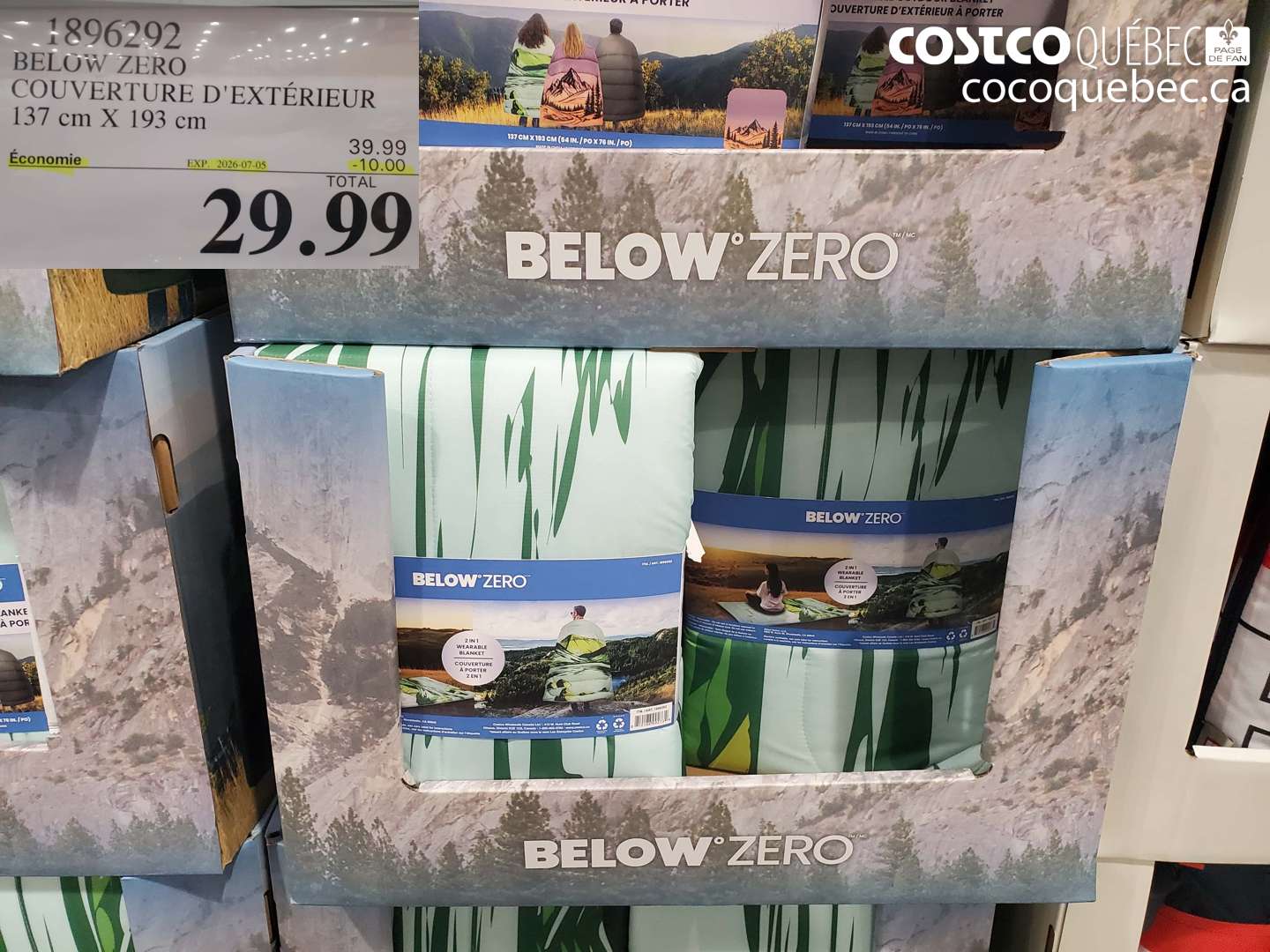 1896292 BELOW ZERO COUVERTURE D'EXTERIEUR ($10.00 INSTANT SAVINGS EXPIRES ON 2026-07-05) $29.99