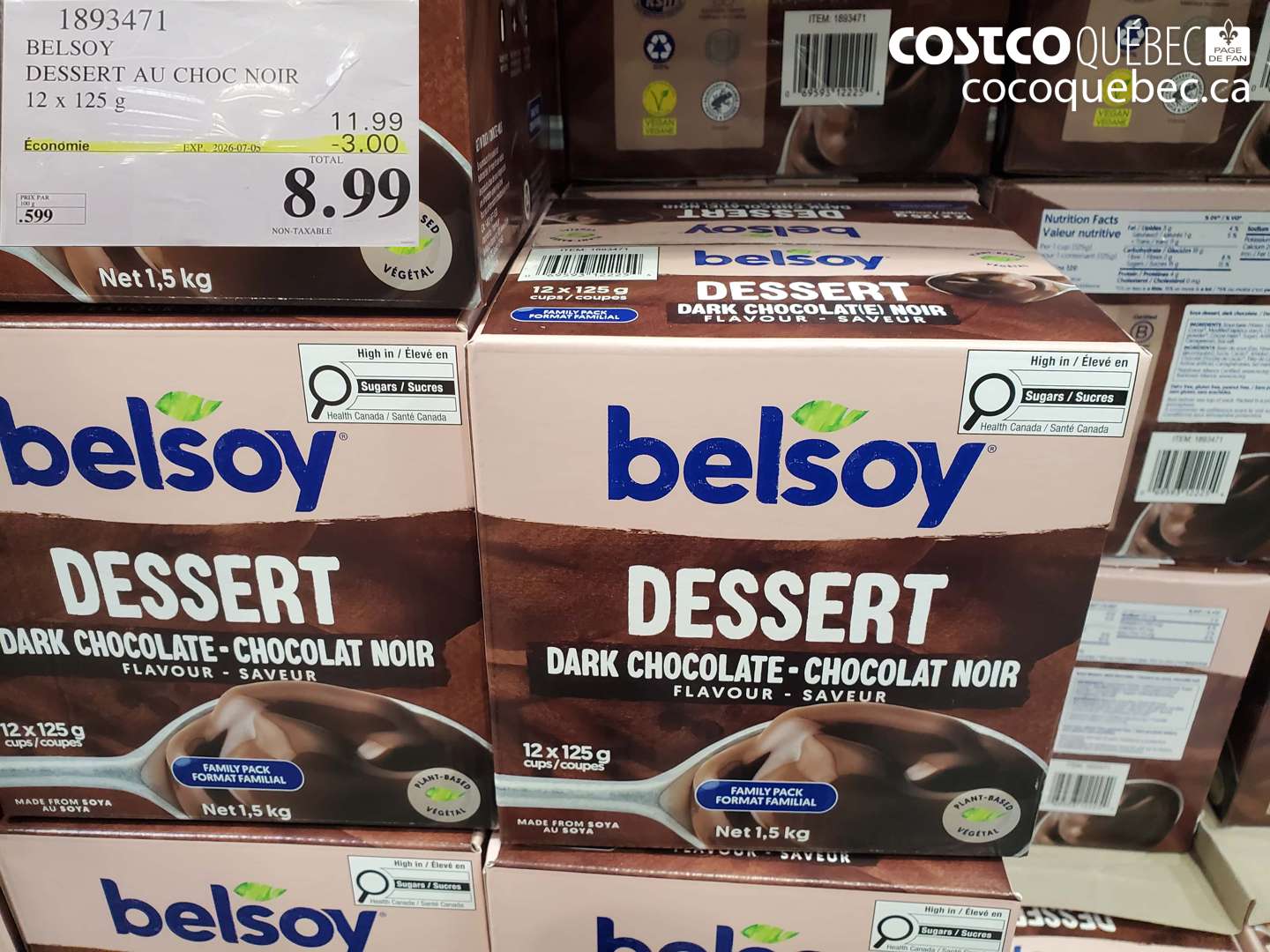 1893471 BELSOY DESSERT AU CHOC NOIR 12 X 125 G ($3.00 INSTANT SAVINGS EXPIRES ON 2026-07-05) $8.99
