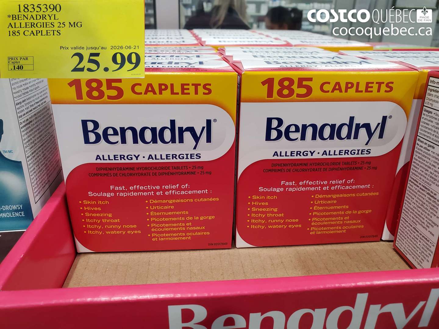 1835390 BENADRYL ALLERGIES 25 MG 185 CAPLETS (EXPIRES ON 2026-06-21) $25.99