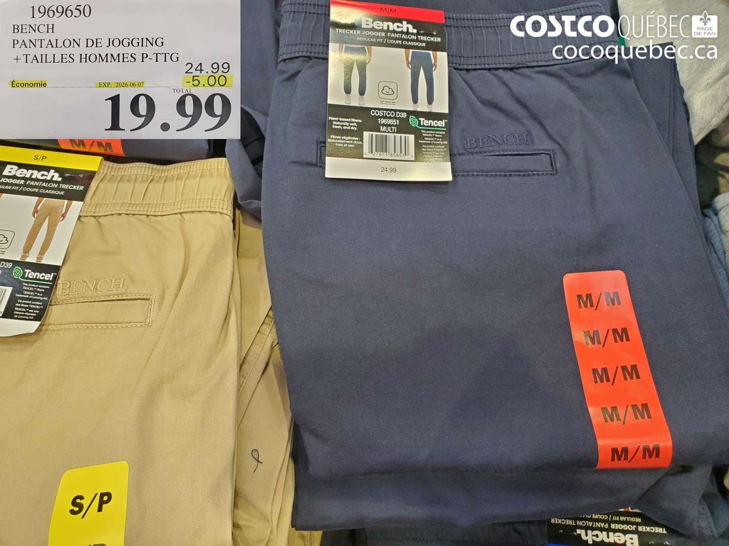 1969650 BENCH PANTALON DE JOGGING + TAILLES HOMMES P-TTG ($5.00 INSTANT SAVINGS EXPIRES ON 2026-06-07) $19.99