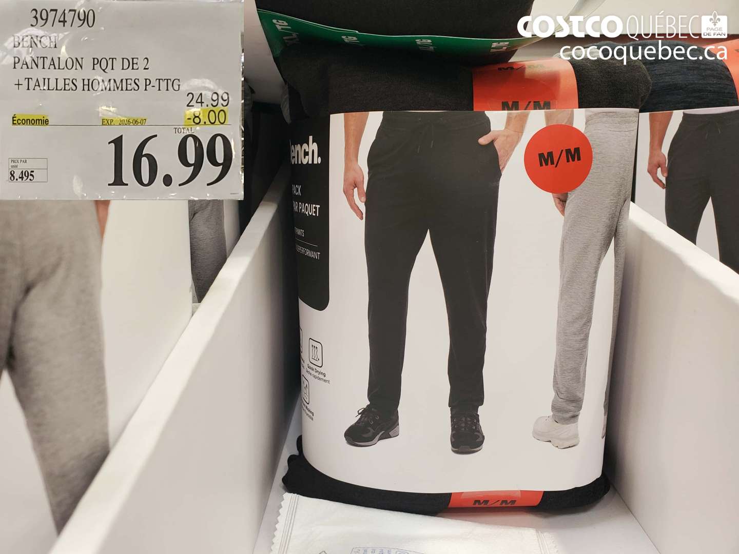 3974790 BENCH PANTALON PQT DE 2 +TAILLES HOMMES P-TTG ($8.00 INSTANT SAVINGS EXPIRES ON 2026-06-07) $16.99