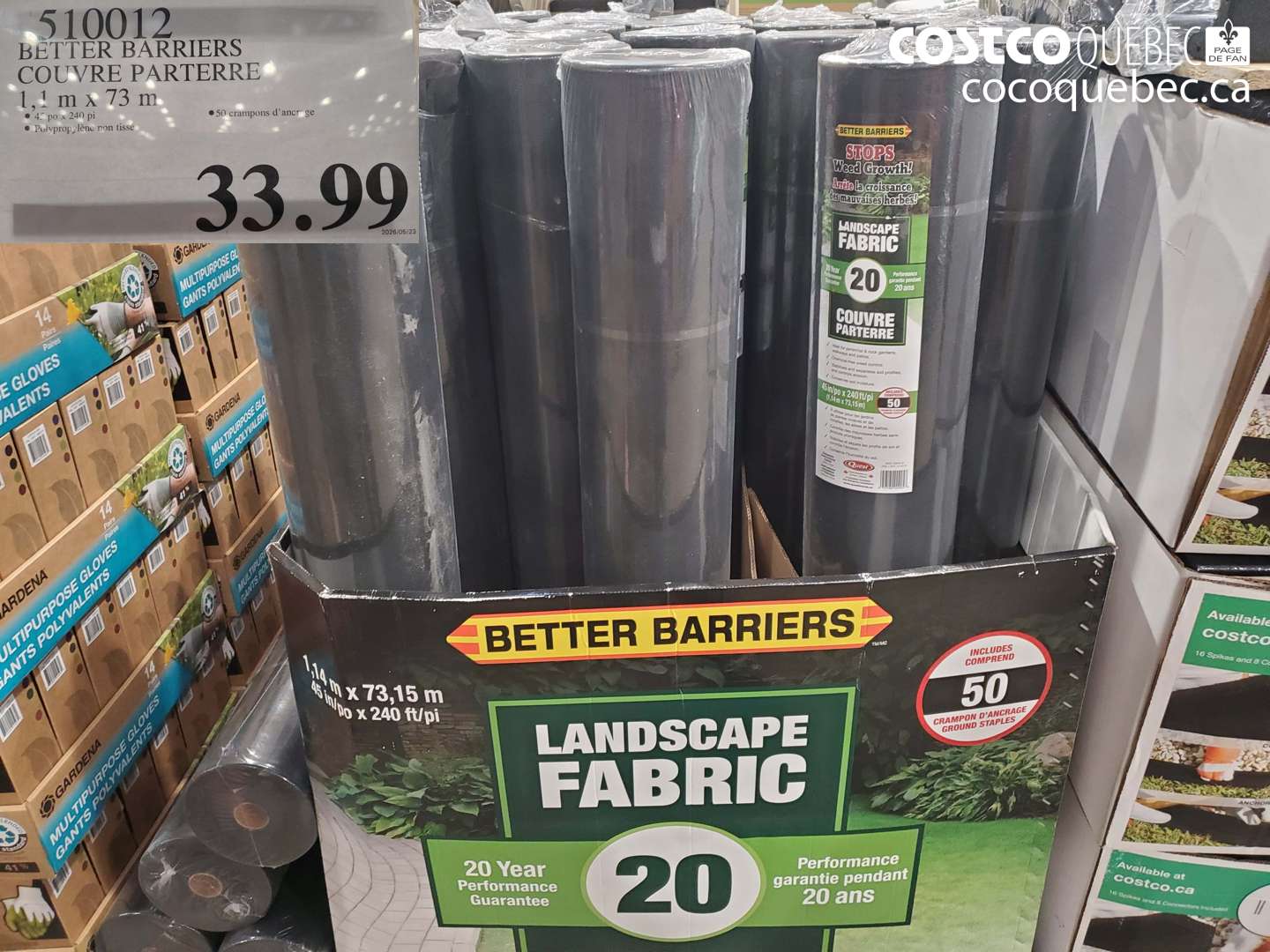 510012 BETTER BARRIERS COUVRE PARTERRE 1.1 M X 73 M $33.99