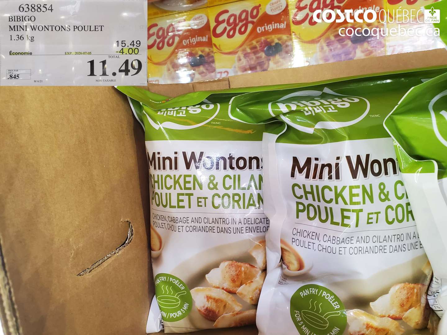 638854 BIBIGO MINI WONTONS POULET 1.36 KG ($4.00 INSTANT SAVINGS EXPIRES ON 2026-07-05) $11.49