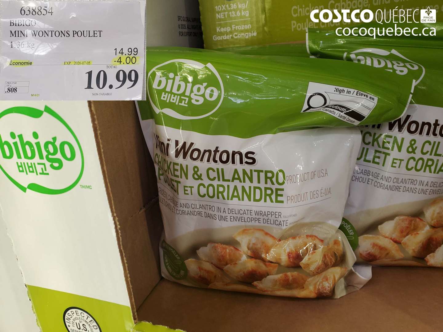 638854 BIBIGO MINI WONTONS POULET 1.36 KG ($4.00 INSTANT SAVINGS EXPIRES ON 2026-07-05) $10.99