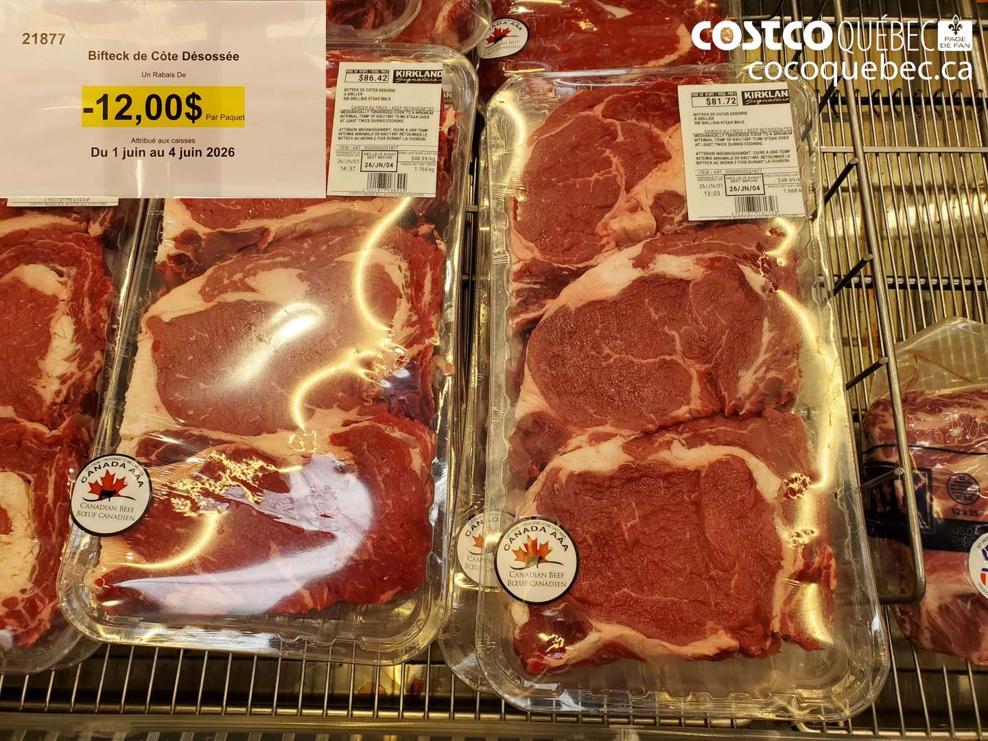 21877 BIFTECK DE CÔTE DÉSOSSÉE ($12.00 INSTANT SAVINGS EXPIRES ON 2026-06-04)