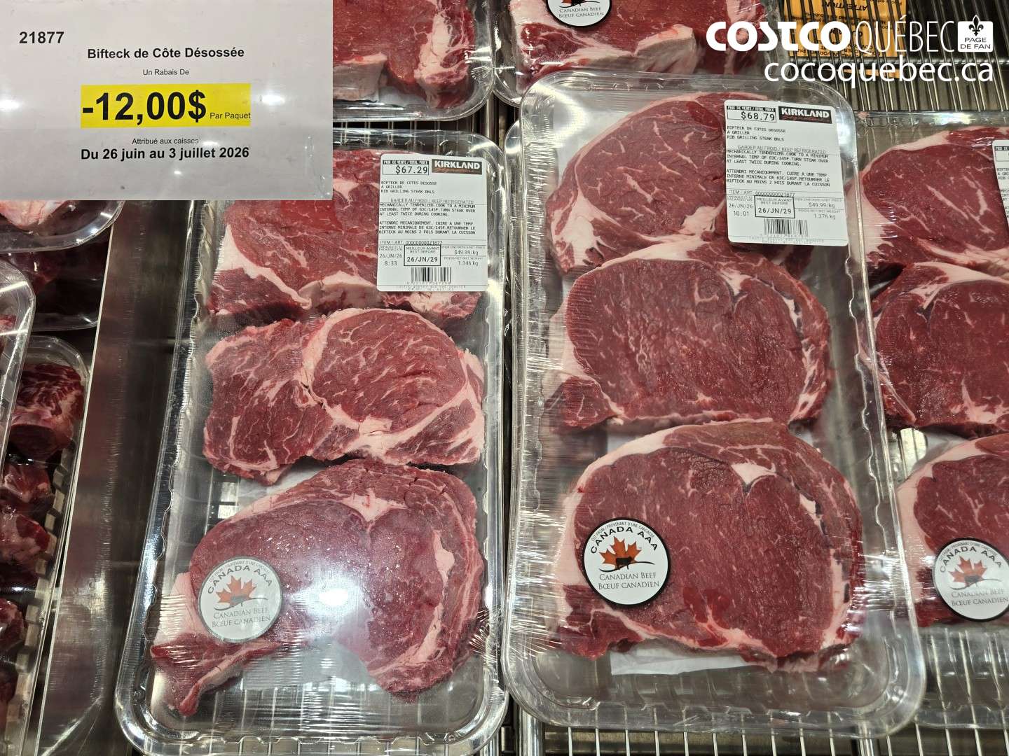 21877 BIFTECK DE CÔTE DÉSOSSÉE ($12.00 INSTANT SAVINGS EXPIRES ON 2026-07-03)