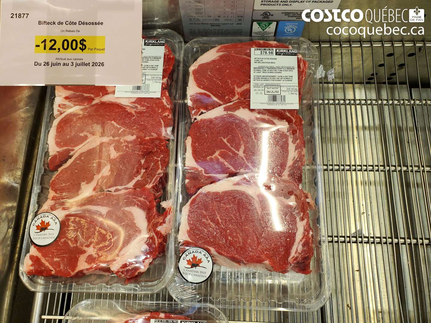 21877 BIFTECK DE CÔTE DÉSOSSÉE ($12.00 INSTANT SAVINGS EXPIRES ON 2026-07-03)