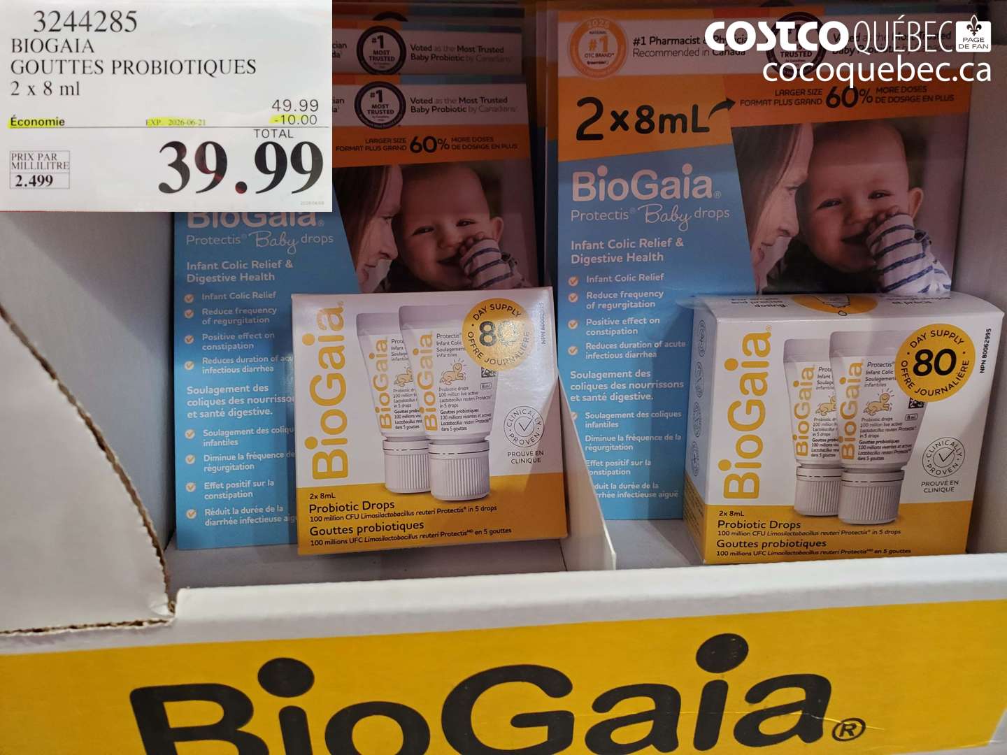 3244285 BIOGAIA GOUTTES PROBIOTIQUES 2 X 8 ML ($10.00 INSTANT SAVINGS EXPIRES ON 2026-06-21) $39.99