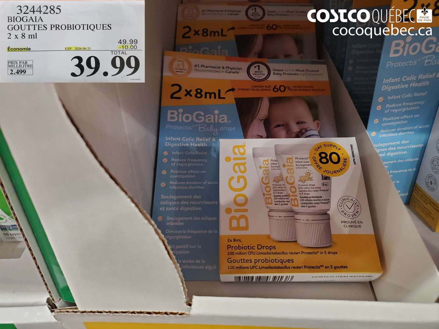 3244285 BIOGAIA GOUTTES PROBIOTIQUES 2 X 8 ML ($10.00 INSTANT SAVINGS EXPIRES ON 2026-06-21) $39.99
