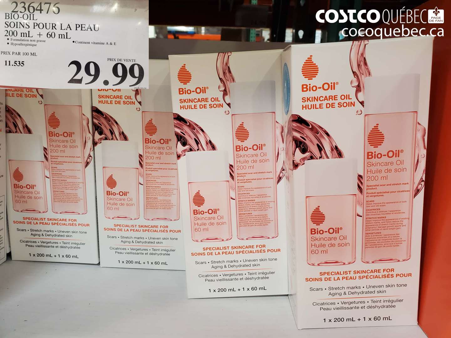 236476 BIO-OIL SOINS POUR LA PEAU 200 ML + 60 ML $29.99