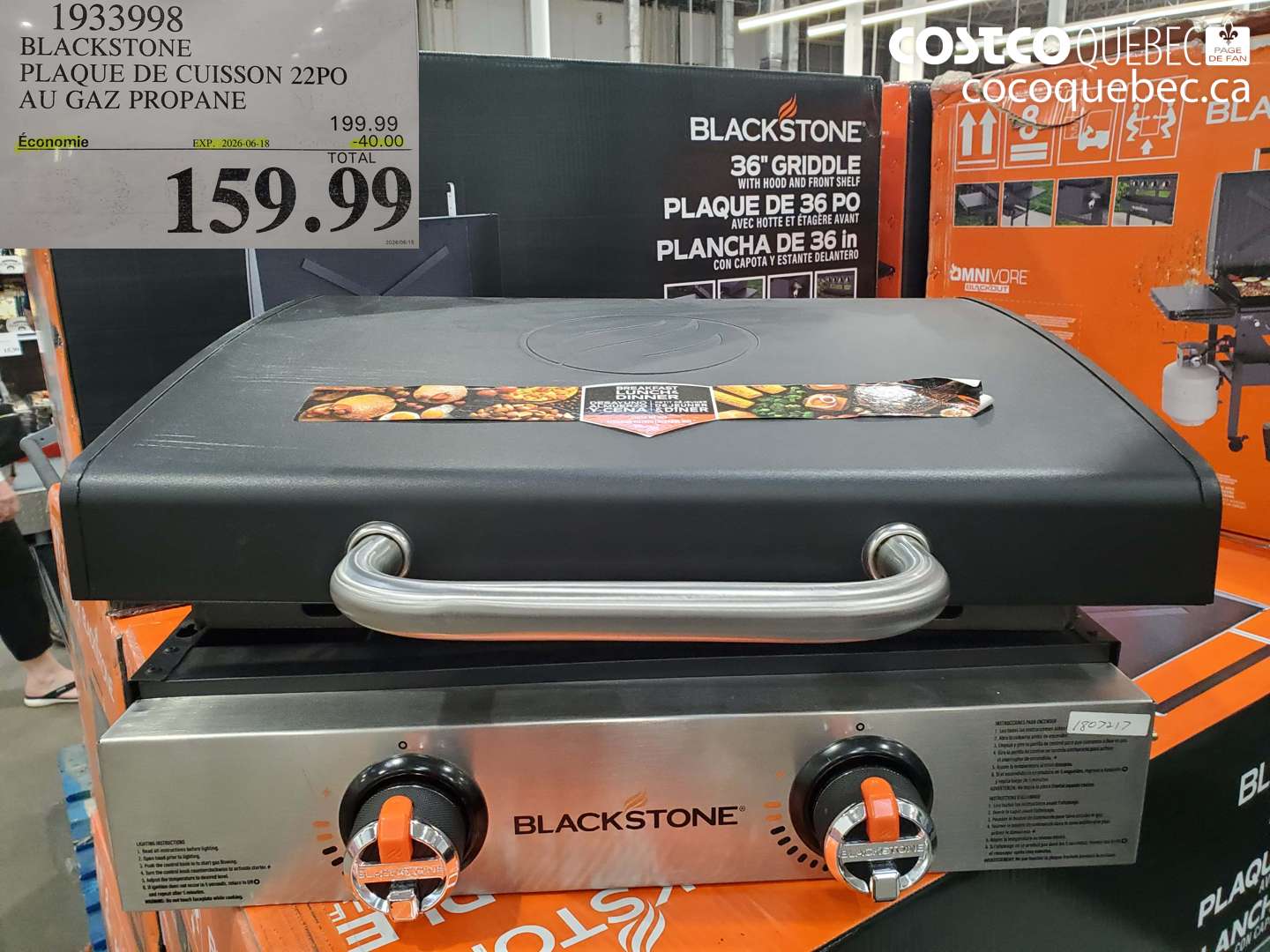 1933998 BLACKSTONE PLAQUE DE CUISSON 22PO AU GAZ PROPANE ($40.00 INSTANT SAVINGS EXPIRES ON 2026-06-18) $159.99