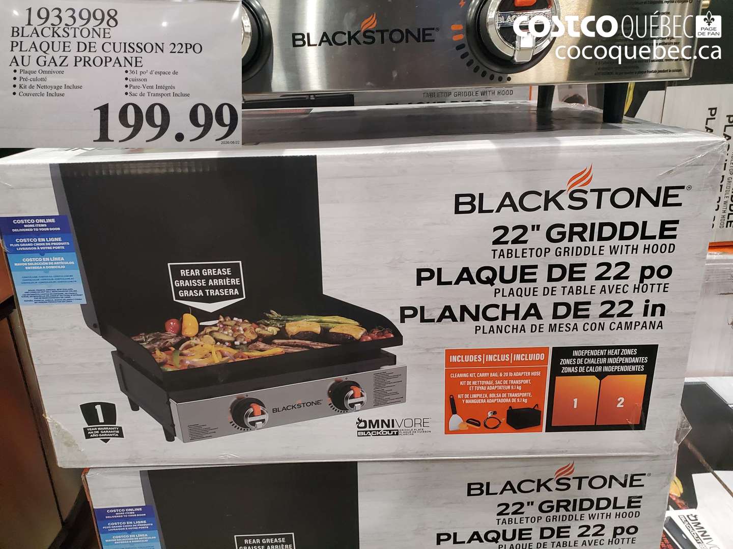 1933998 BLACKSTONE PLAQUE DE CUISSON 22PO AU GAZ PROPANE $199.99