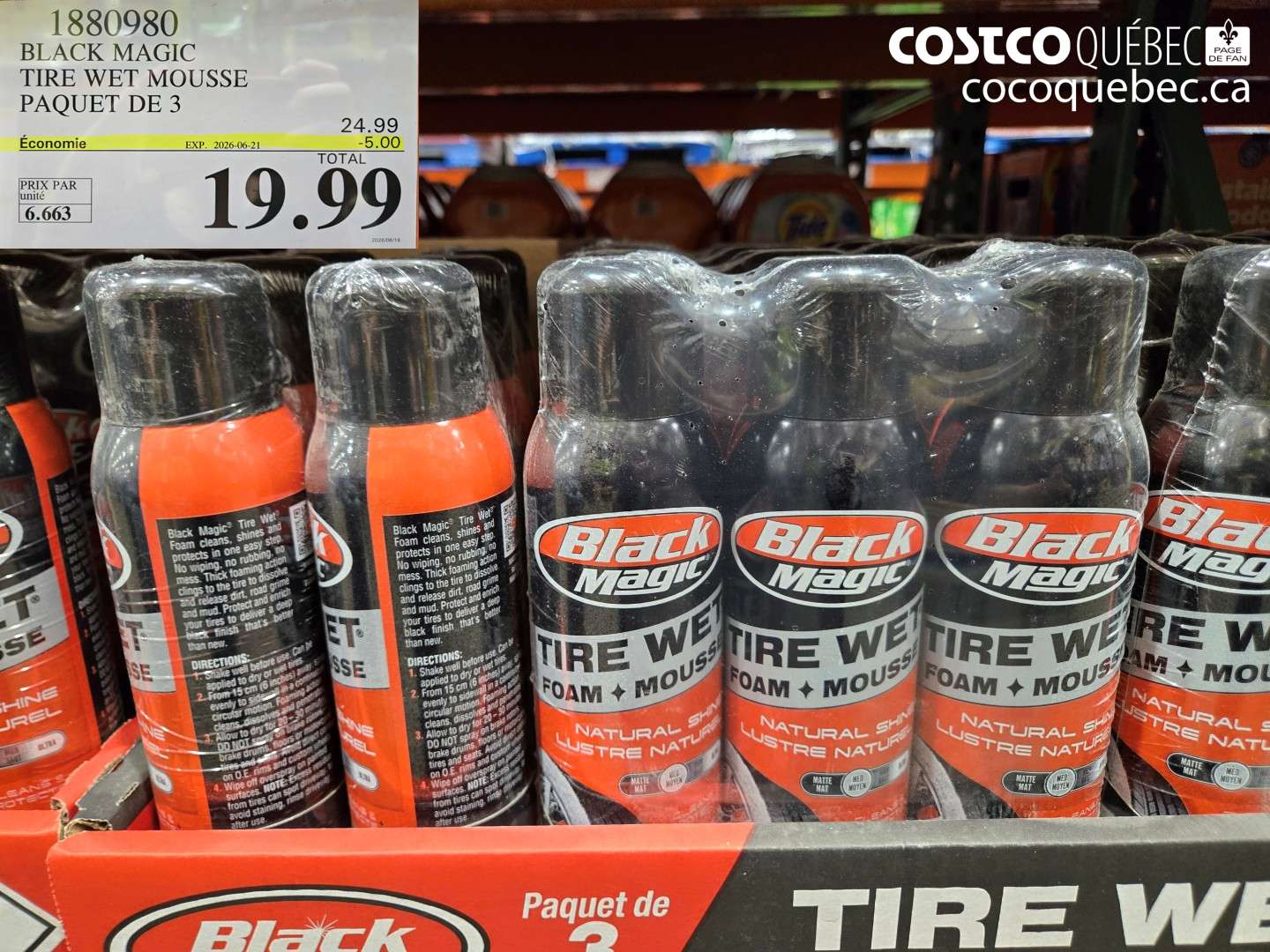 1880980 BLACK MAGIC TIRE WET MOUSSE PAQUET DE 3 ($5.00 INSTANT SAVINGS EXPIRES ON 2026-06-21) $19.99