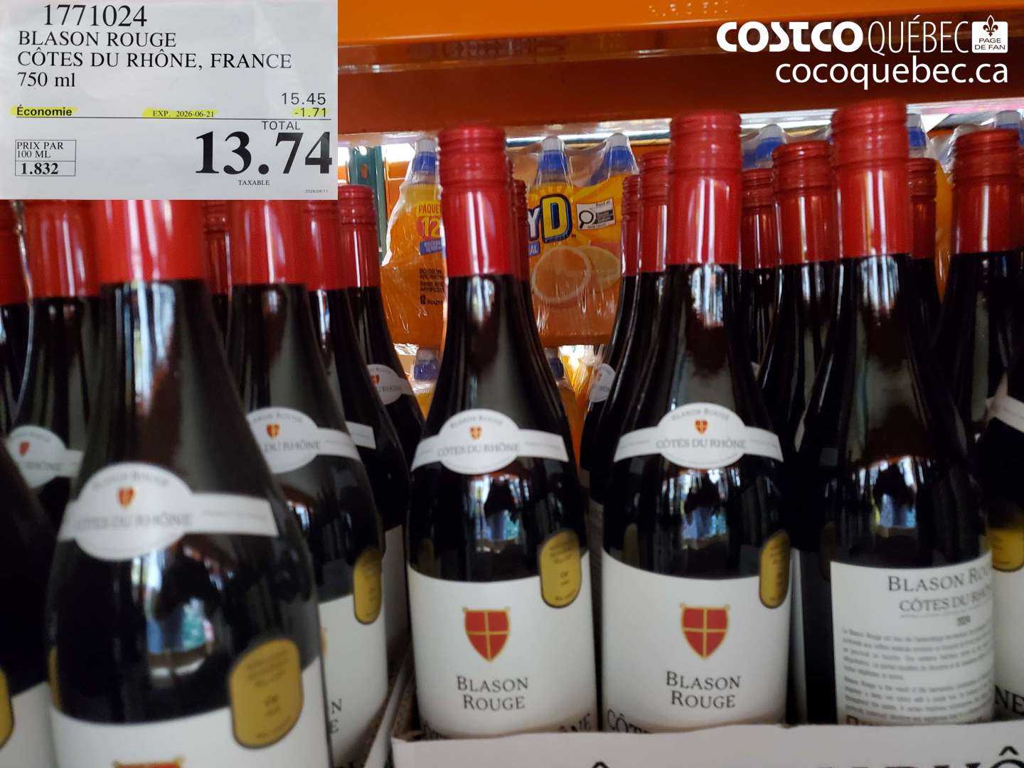 1771024 BLASON ROUGE CÔTES DU RHÔNE, FRANCE ($1.71 INSTANT SAVINGS EXPIRES ON 2026-06-21) $13.74