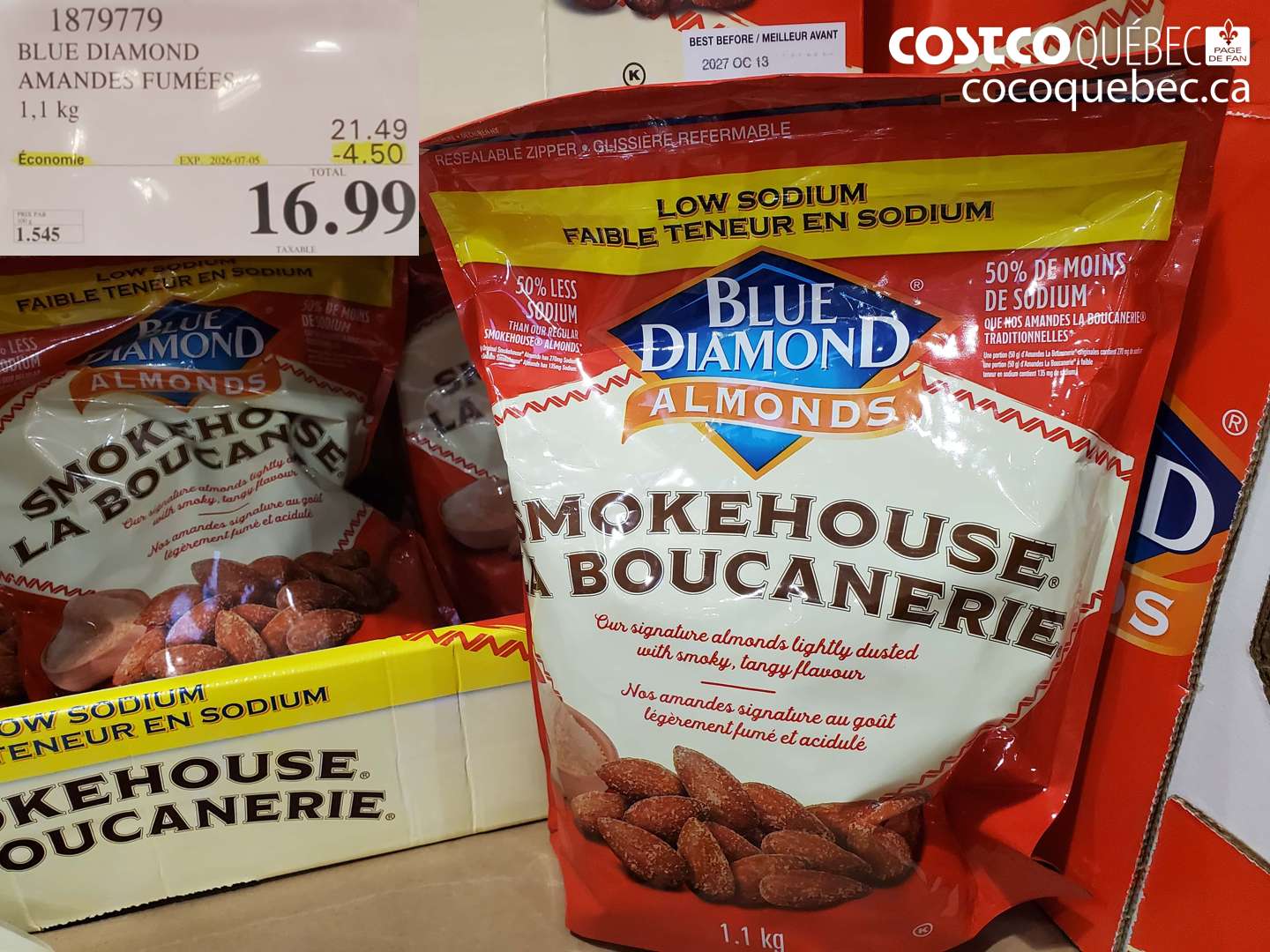 1879779 BLUE DIAMOND AMANDES FUMÉES 1.1 KG ($4.50 INSTANT SAVINGS EXPIRES ON 2026-07-05) $16.99