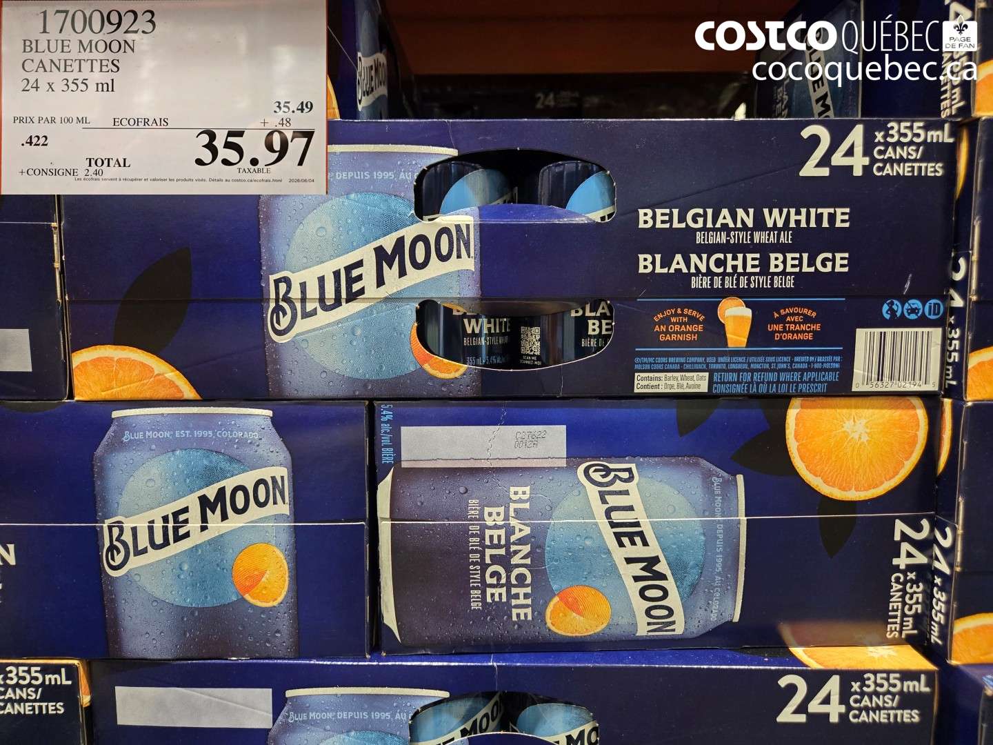 1700923 BLUE MOON CANETTES $35.97