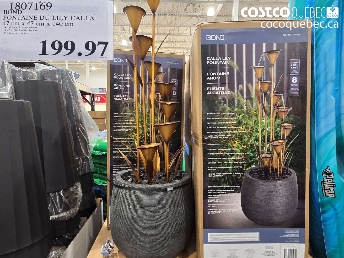 1807169 BOND FONTAINE DU LILY CALLA 47 CM X 47 CM X 140 CM $199.97