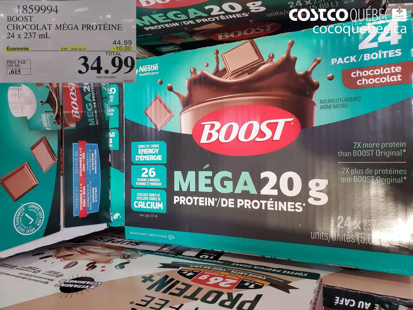 1859994 BOOST CHOCOLAT MÉGA PROTÉINE 24 X 237 ML ($10.00 INSTANT SAVINGS EXPIRES ON 2026-06-07) $34.99