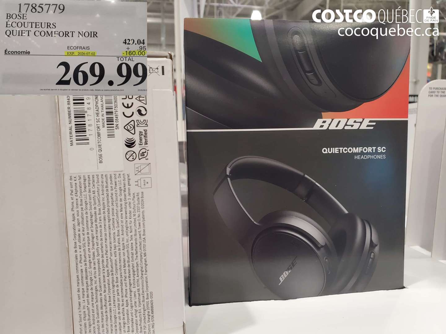1785779 BOSE ÉCOUTEURS QUIET COMFORT NOIR ($160.00 INSTANT SAVINGS EXPIRES ON 2026-07-02) $269.99