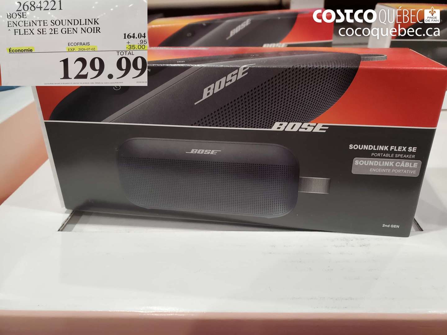 2684221 BOSE ENCEINTE SOUNDLINK FLEX SE 2E GEN NOIR ($35.00 INSTANT SAVINGS EXPIRES ON 2026-07-02) $129.99
