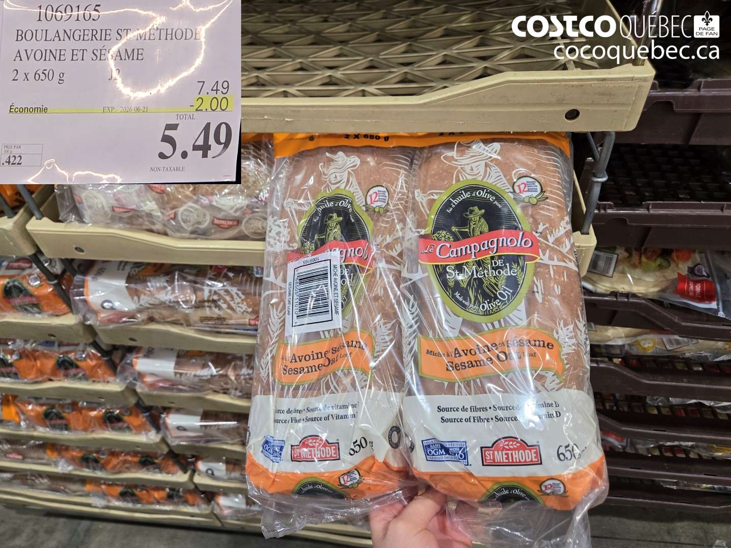 1069165 BOULANGERIE ST METHODE AVOINE ET SÉSAME ($2.00 INSTANT SAVINGS EXPIRES ON 2026-06-21) $5.49