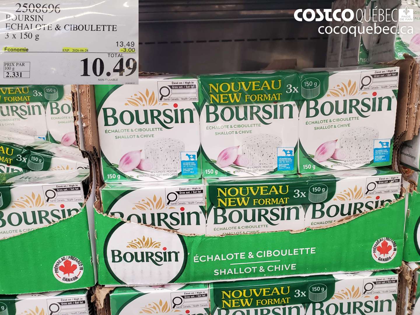 2508696 BOURSIN ECHALOTE & CIBOULETTE 3 X 150 G ($3.00 INSTANT SAVINGS EXPIRES ON 2026-06-28) $10.49