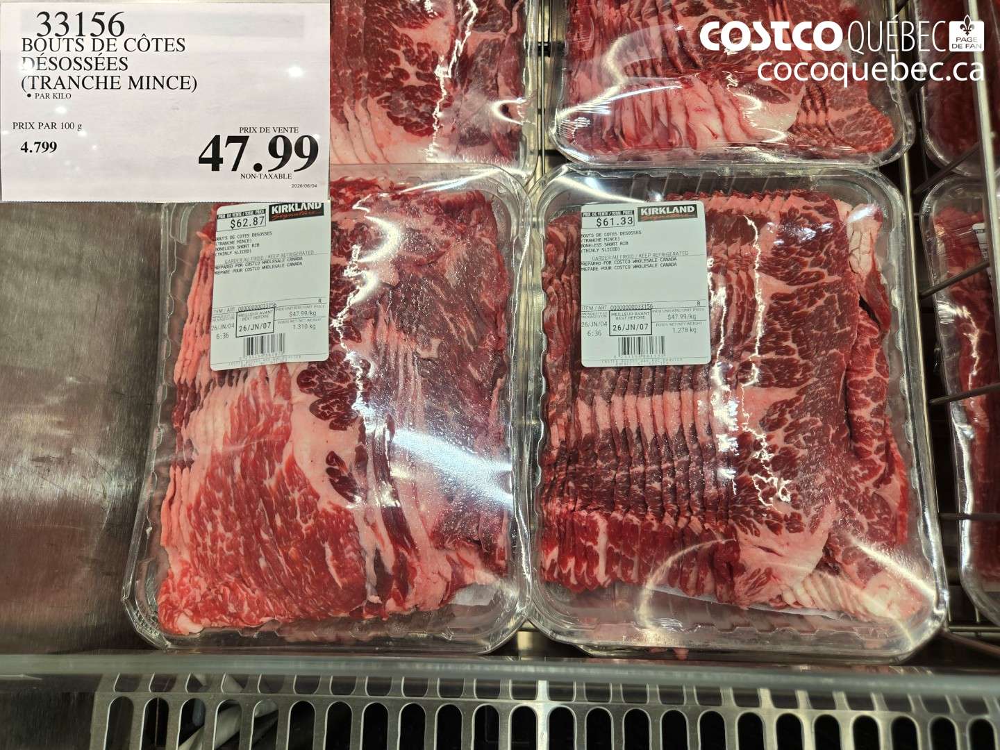 33156 BOUTS DE CÔTES DÉSOSSÉES (TRANCHE MINCE) $47.99