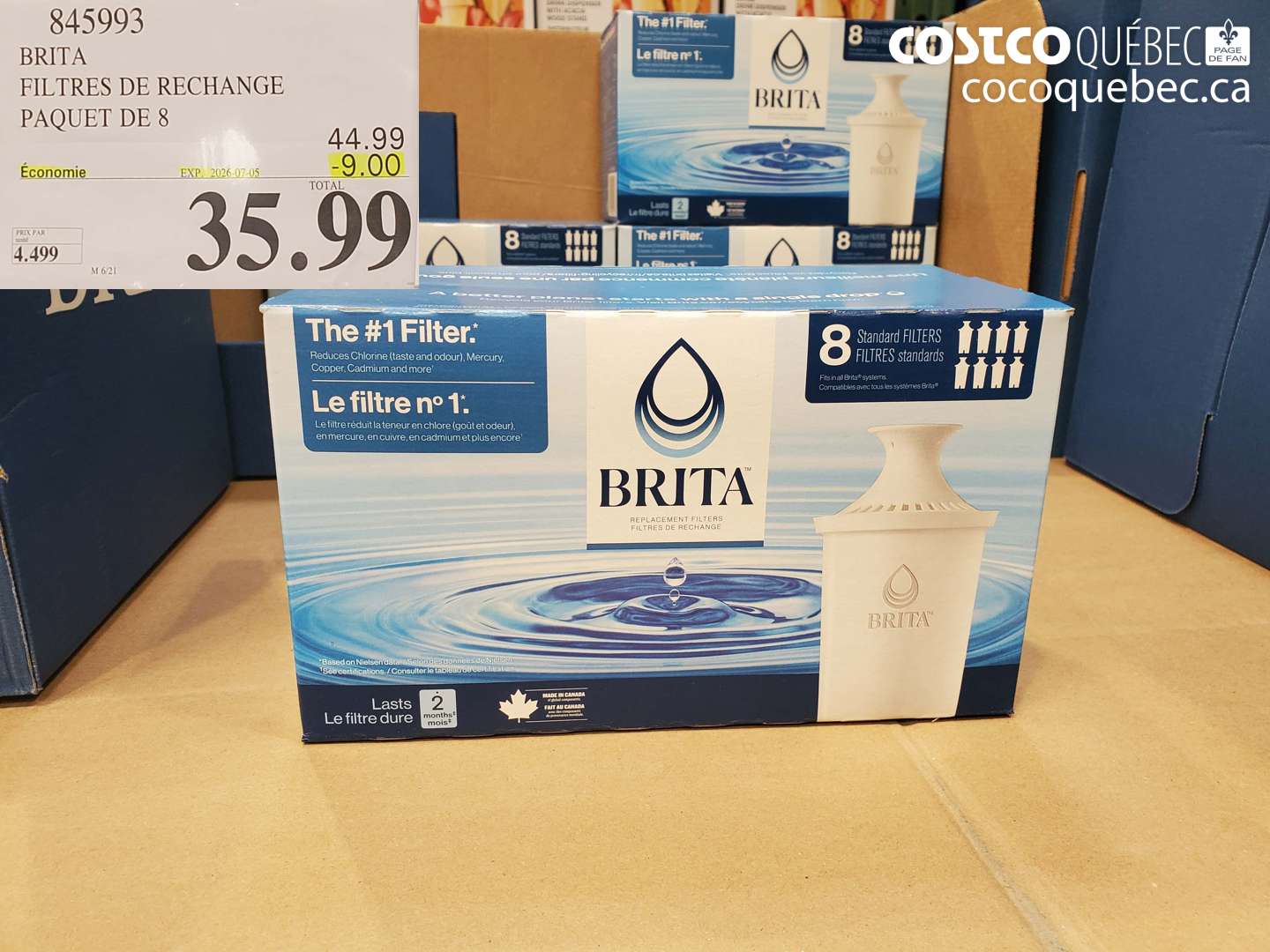845993 BRITA FILTRES DE RECHANGE PAQUET DE 8 ($9.00 INSTANT SAVINGS EXPIRES ON 2026-07-05) $35.99