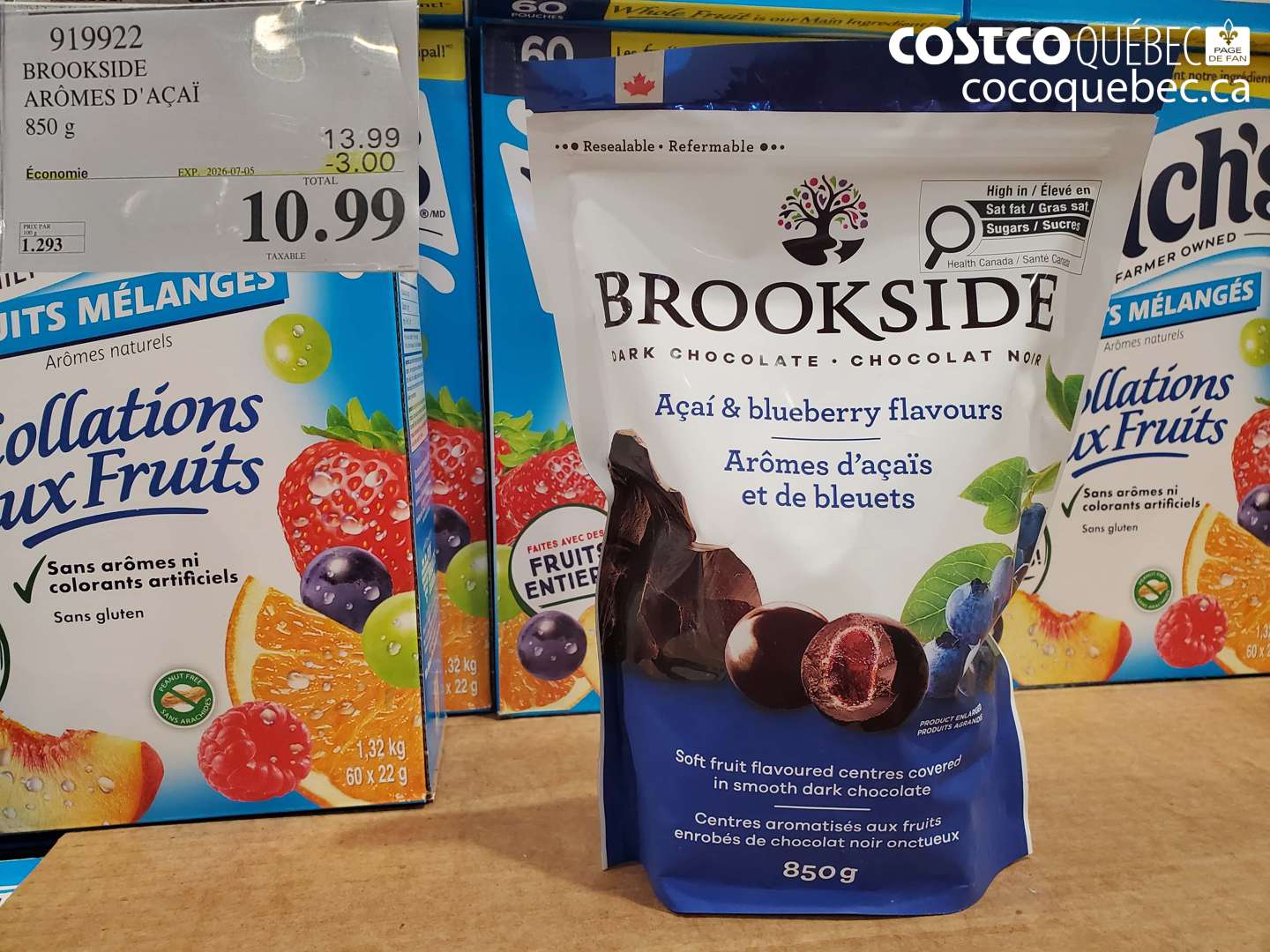 919922 BROOKSIDE ARÔMES D'AÇAÏ 850 G ($3.00 INSTANT SAVINGS EXPIRES ON 2026-07-05) $10.99