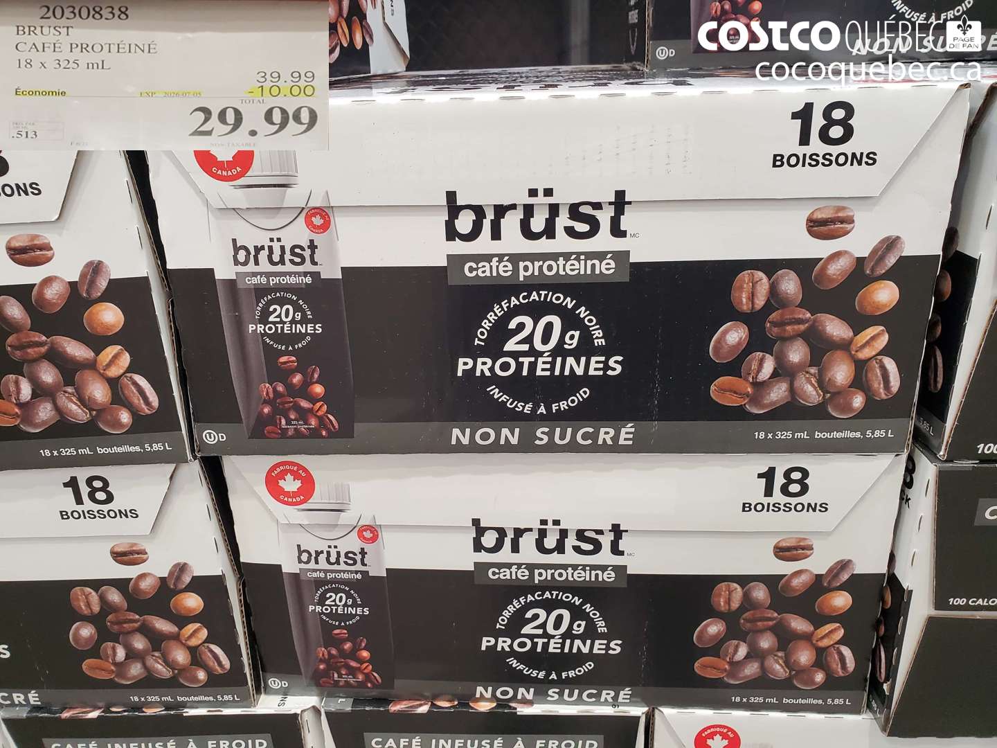 2030838 BRUST CAFÉ PROTÉINÉ 18 X 325 ML ($10.00 INSTANT SAVINGS EXPIRES ON 2026-07-05) $29.99