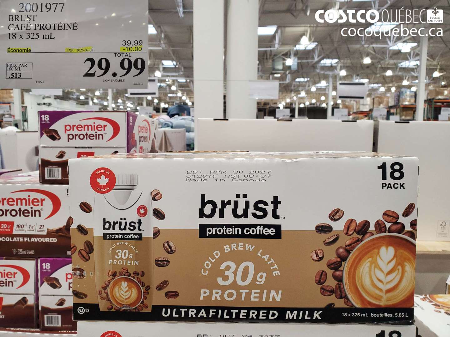 2001977 BRUST CAFÉ PROTÉINÉ 18 X 325 ML ($10.00 INSTANT SAVINGS EXPIRES ON 2026-07-05) $29.99