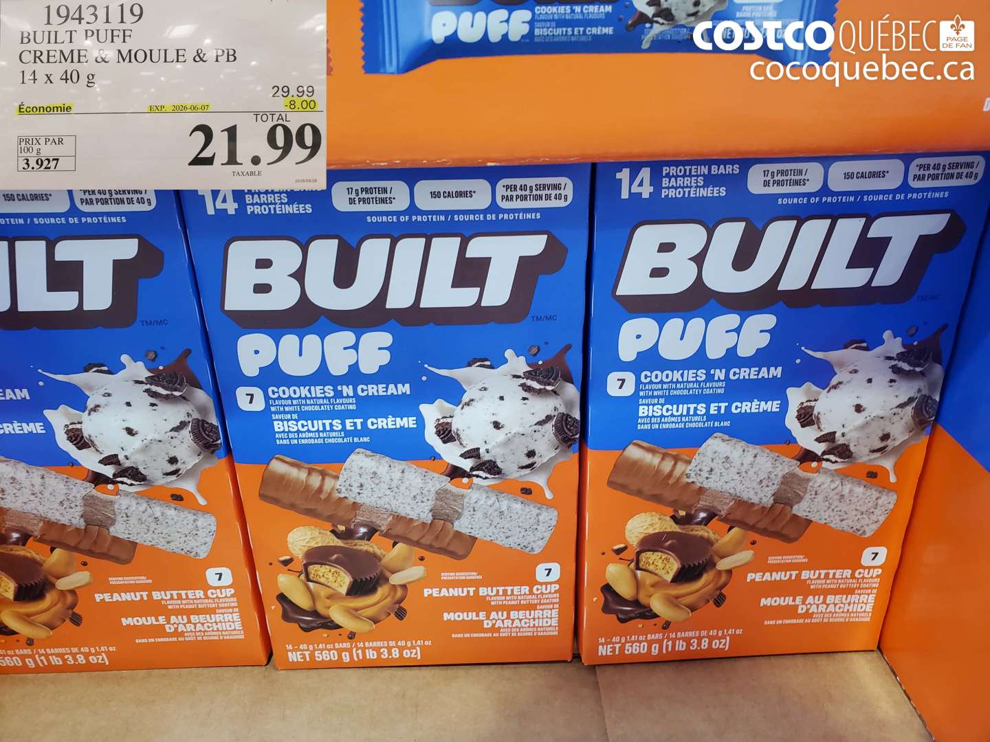 1943119 BUILT PUFF CREME & MOULE & PB 14 X 40 G ($8.00 INSTANT SAVINGS EXPIRES ON 2026-06-07) $21.99