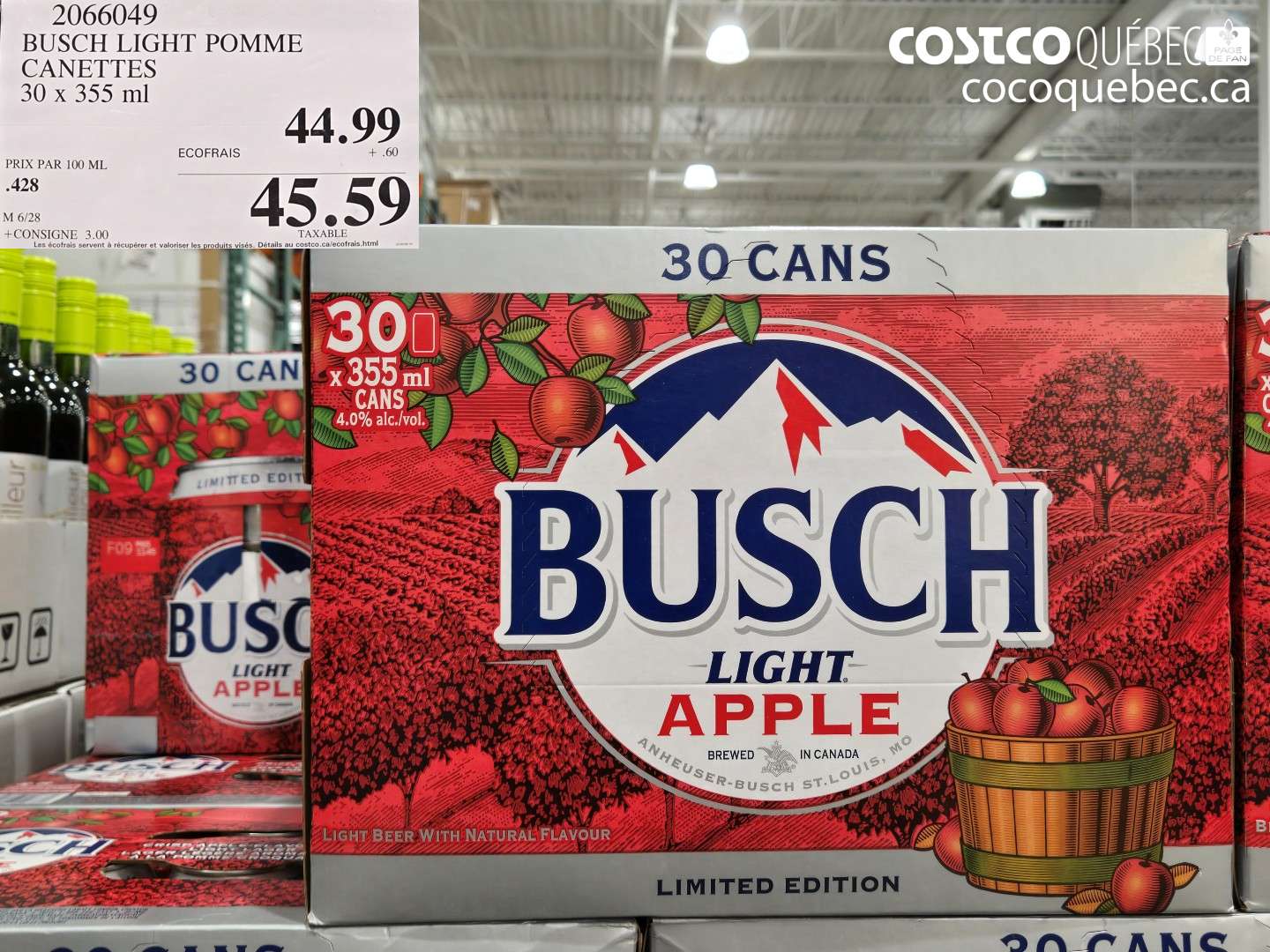 2066049 BUSCH LIGHT POMME CANETTES $44.99