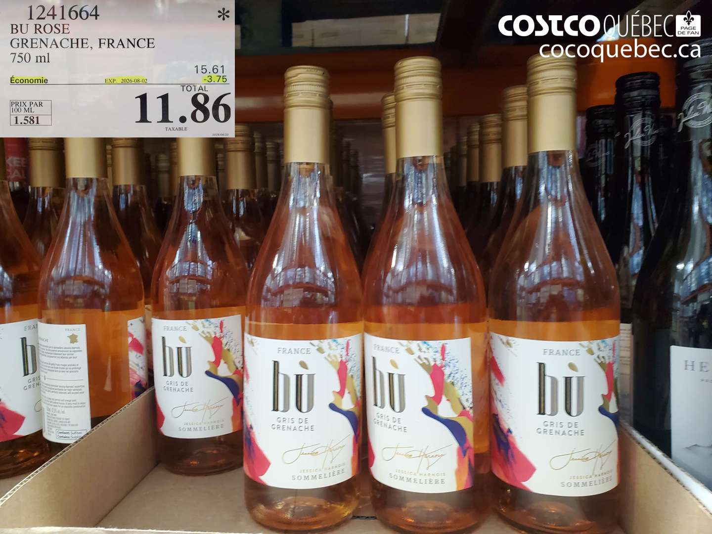 1241664 BU ROSE GRENACHE, FRANCE 750 ML ($3.75 INSTANT SAVINGS EXPIRES ON 2026-08-02) $11.86