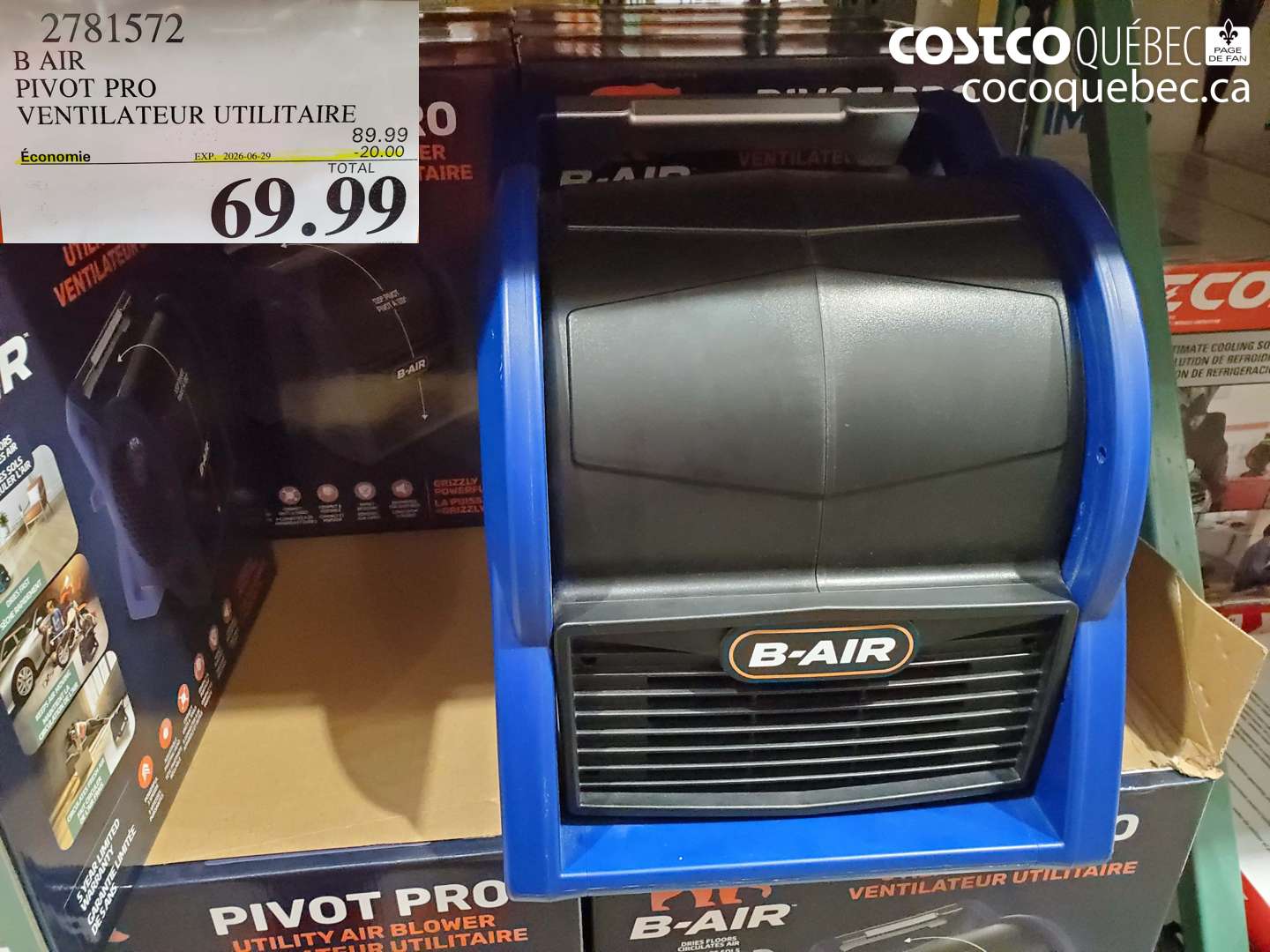 2781572 B AIR PIVOT PRO VENTILATEUR UTILITAIRE ($20.00 INSTANT SAVINGS EXPIRES ON 2026-06-29) $69.99
