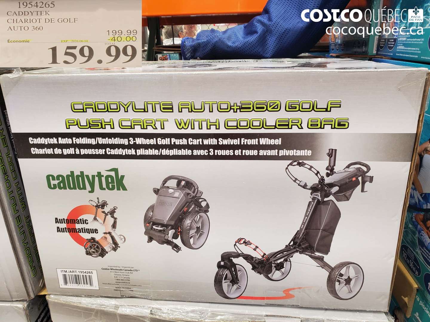 1954265 CADDYTEK CHARIOT DE GOLF AUTO 360 ($40.00 INSTANT SAVINGS EXPIRES ON 2026-06-14) $159.99
