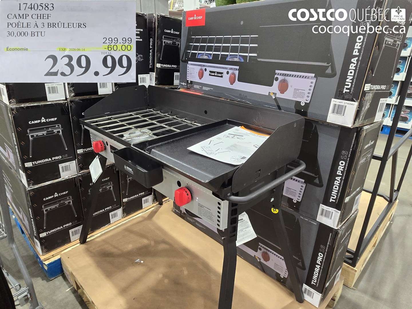 1740583 CAMP CHEF POÊLE À 3 BRÛLEURS ($60.00 INSTANT SAVINGS EXPIRES ON 2026-06-14) $239.99